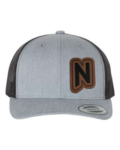 Nitro Leather Patch Trucker Hat-Grey and Black