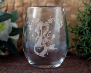 Custom Dog Pet Stemless Wine Glass
