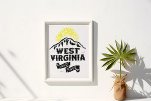 West Virginia Handmade Lino Cut Print 8x10