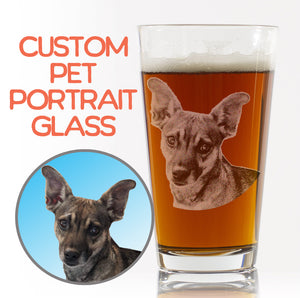 Custom Dog Pet Portrait Beer Pint Glass