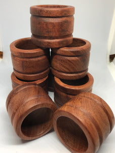 Handmade wood napkin rings made in West Virginia from African Bubinga wood. 