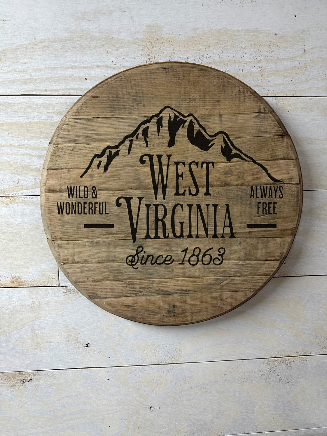 Always Free WV Engraved Authentic Bourbon Barrel Lids