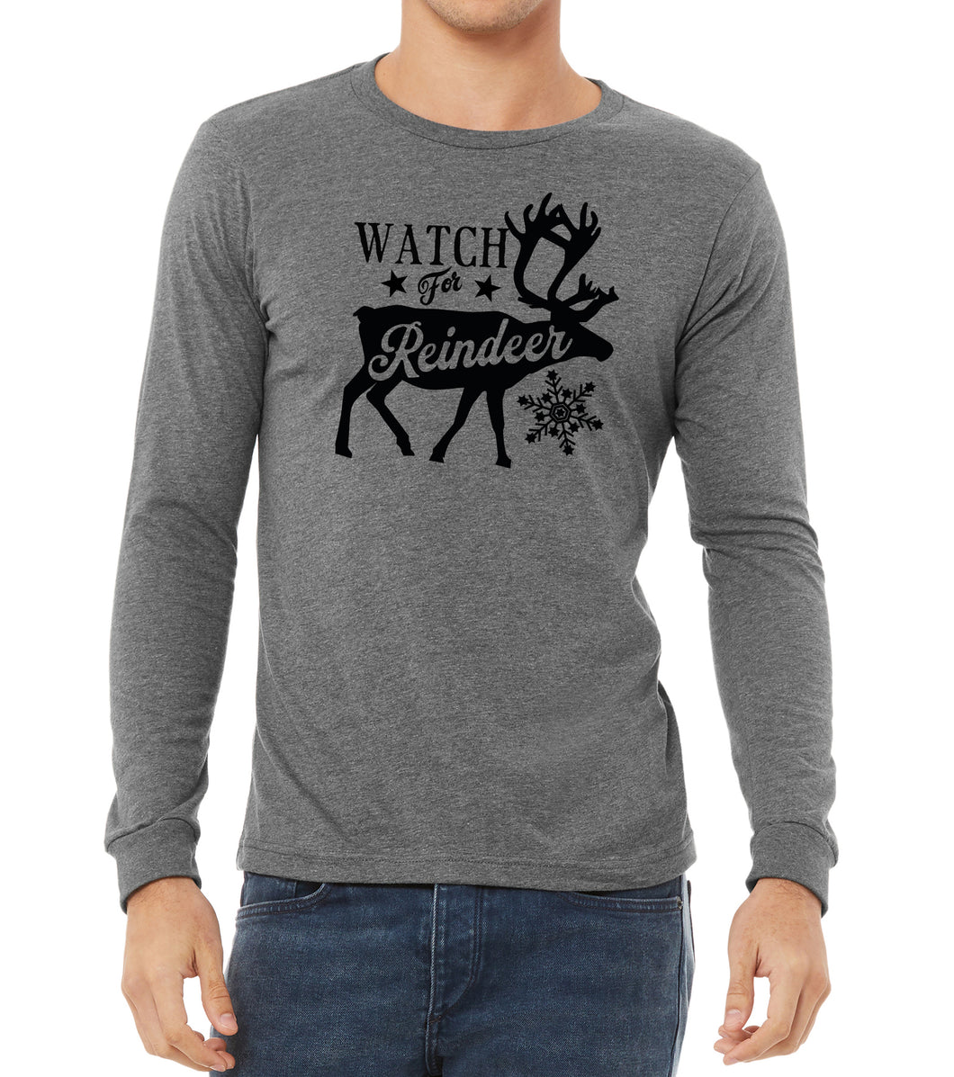 Watch for Reindeer Adult Long Sleeve T Shirt - Unisex