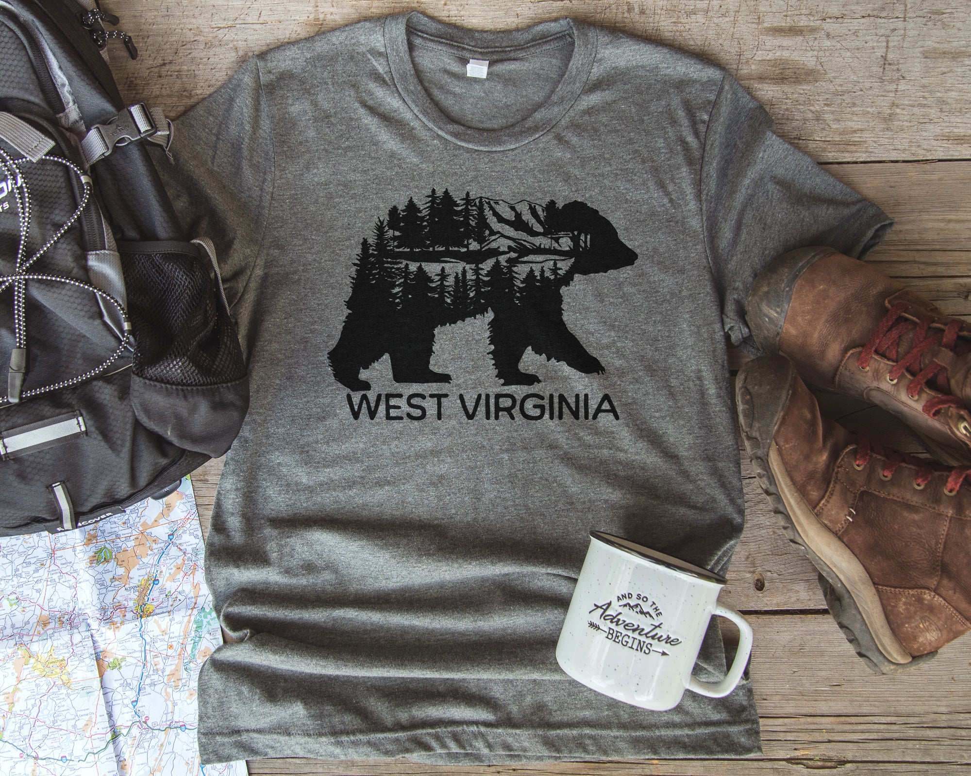 WV Landscape Bear Adult T Shirt - Unisex