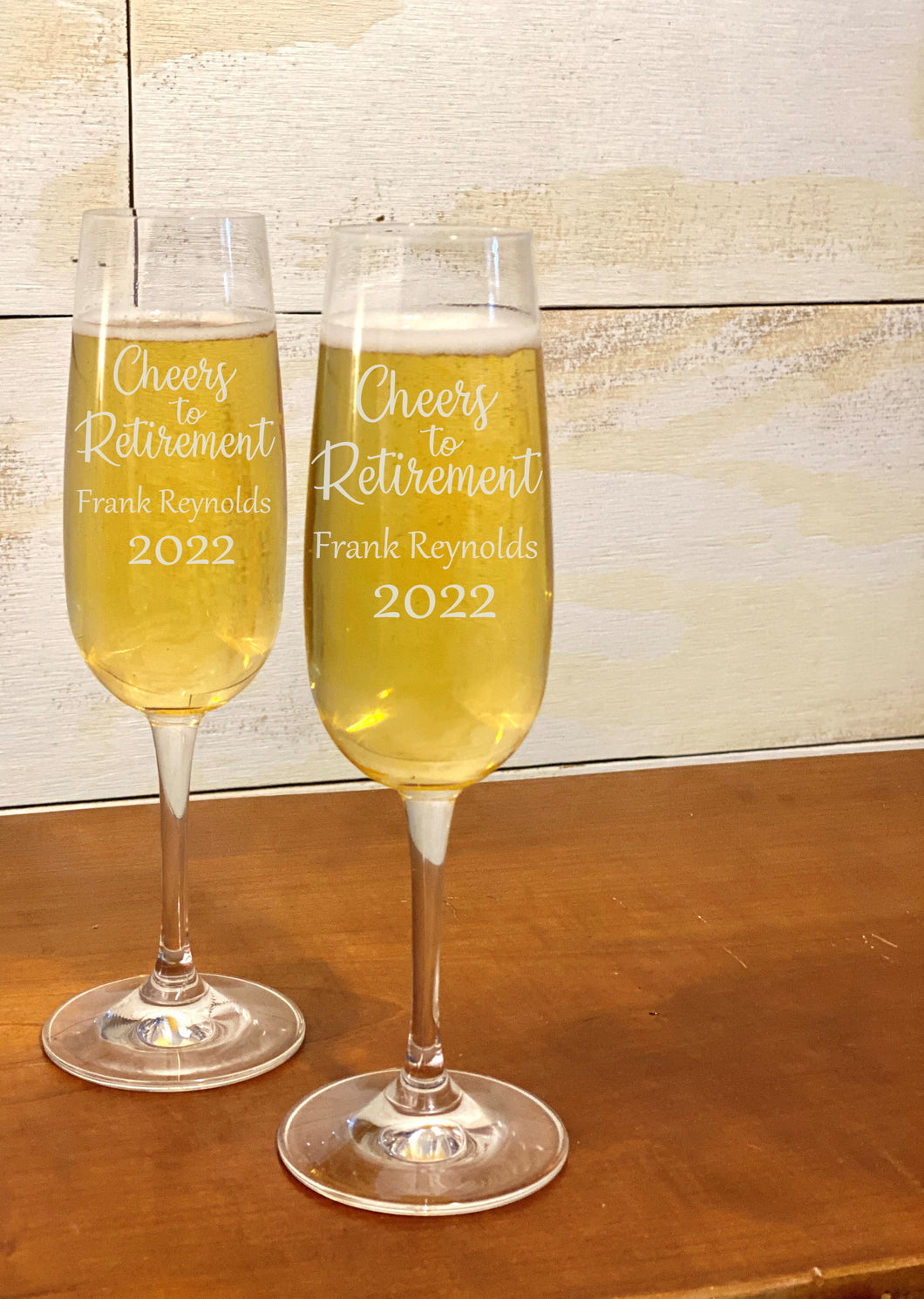 Engraved Retirement Champagne Flutes Glass Single