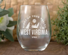 Right Up Your Valley WV Etched Wine Glass