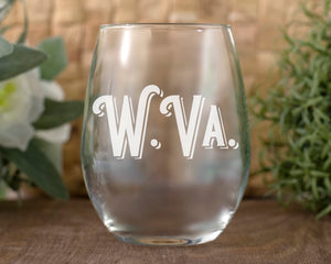 Vintage W.Va. Etched Wine Glass