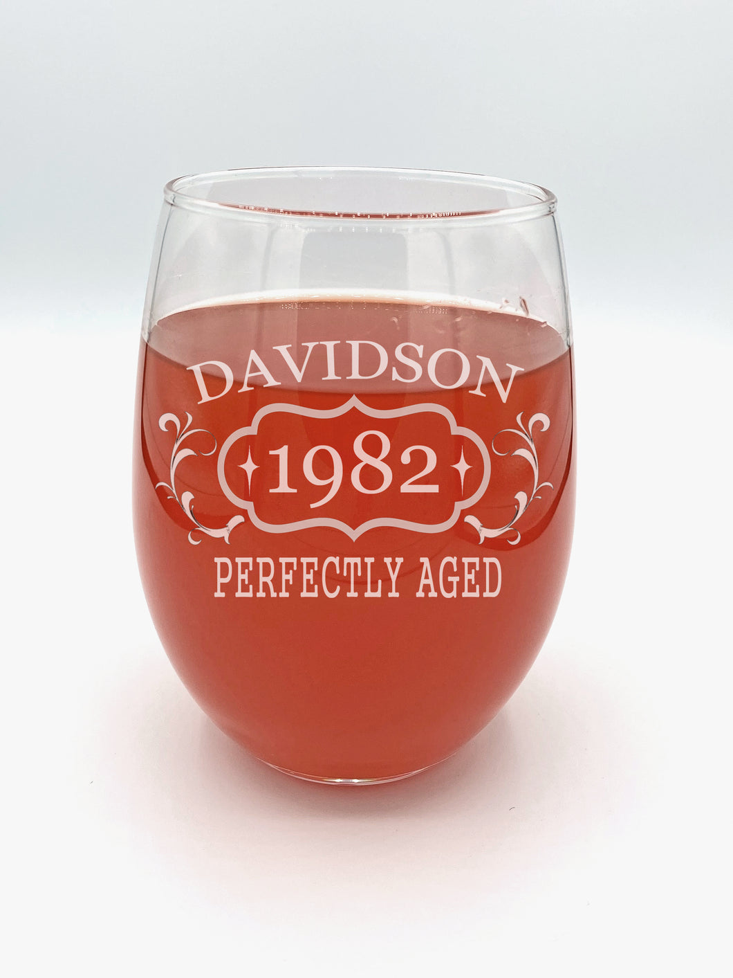 Perfectly Aged Personalized Stemless Wine Glass