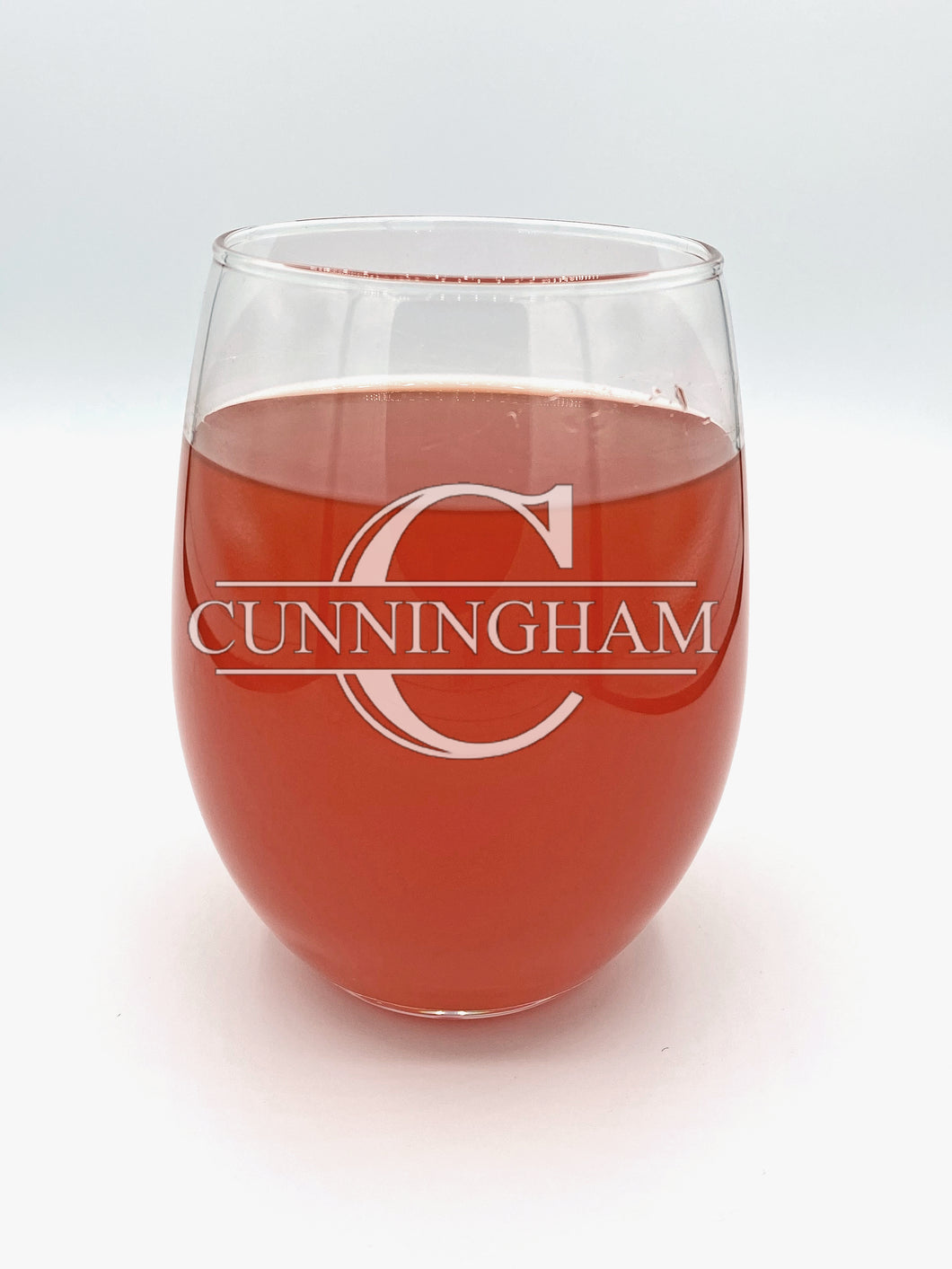 Split Font Monogrammed Engraved Stemless Wine Glass