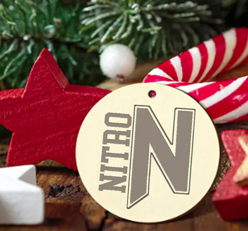 Nitro High Engraved Wood 3in Christmas Ornament - Tag